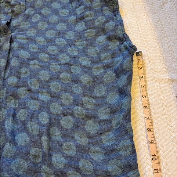 NWT FLAX Designs Linen Shirt Spartan Pullover OCEAN DOT L - Picture 10 of 12